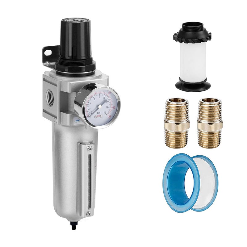 NANPU Industrial Grade Heavy Duty Particulate Filter & Air Regulator, Metal Bowl, Suitable for Paint Spray (3/4" NPT, Manual Drain) - Image 1